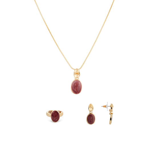 August Woods Gold Red Oval Gift Set