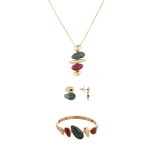 August Woods Gold Red and Green Teardrop Gift Set