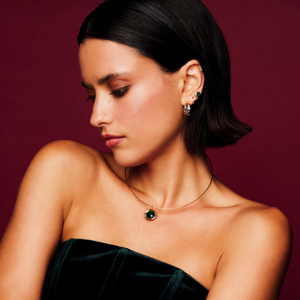 August Woods Gold Square Bezel Stud Earrings
