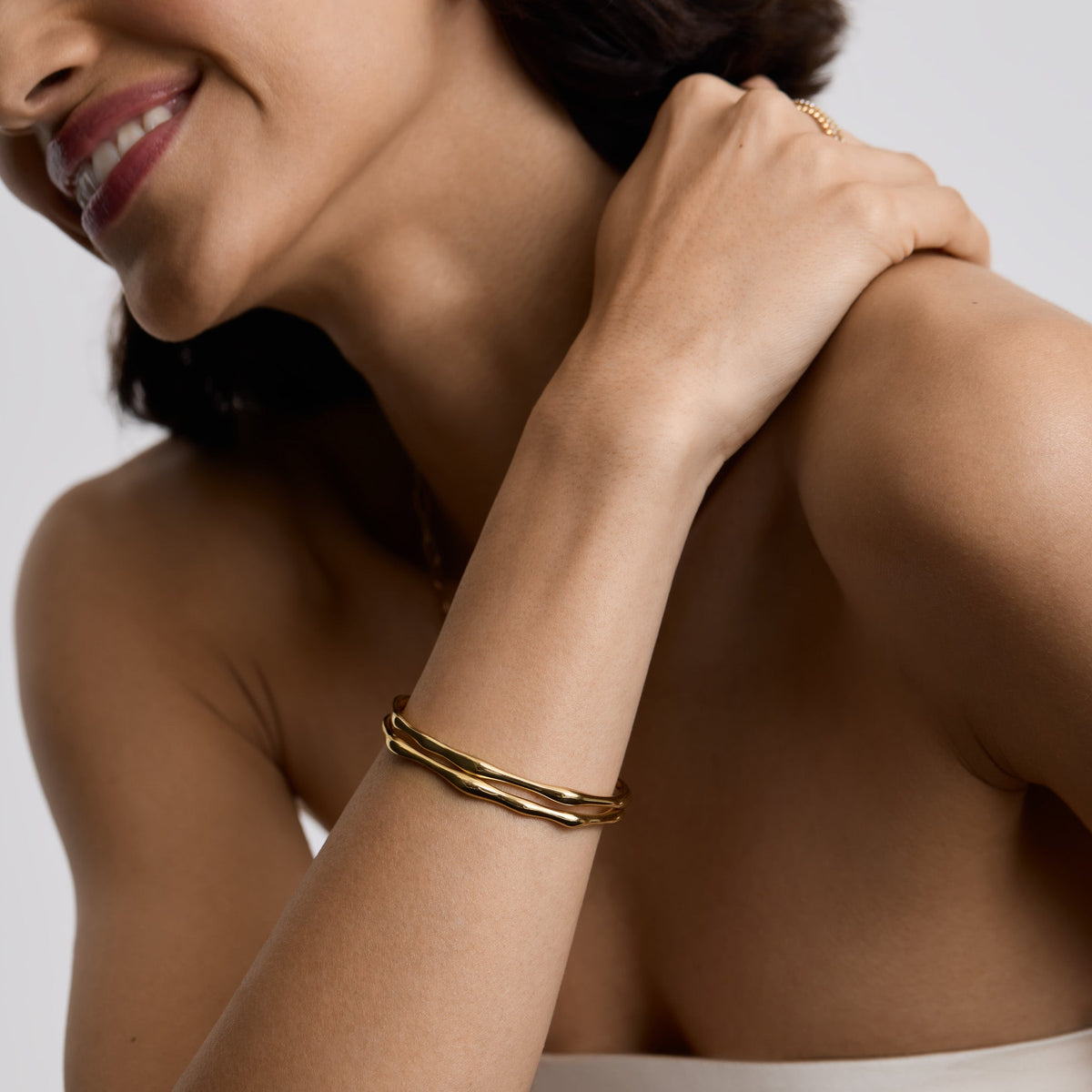D.Louise Gold Bamboo Open Bangle