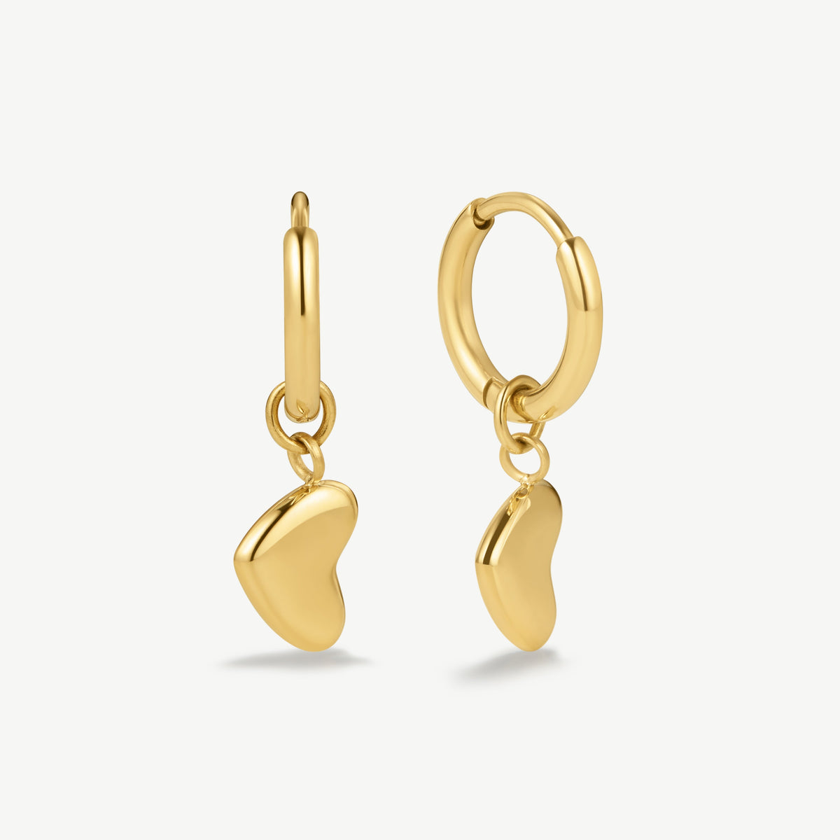 D.Louise Gold Bubble Heart Charm Huggie Earrings