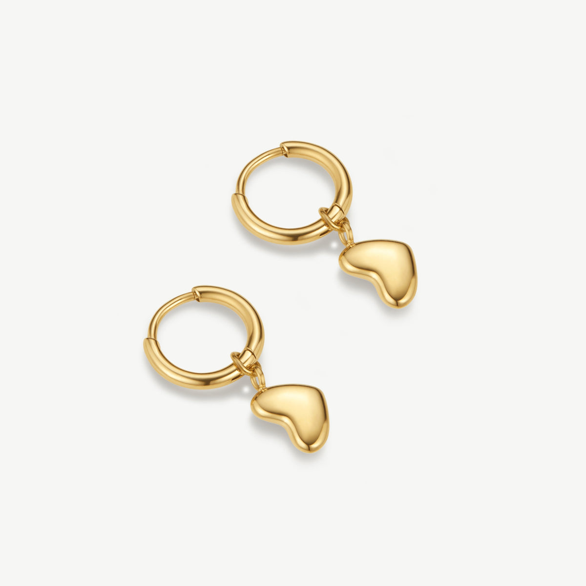 D.Louise Gold Bubble Heart Charm Huggie Earrings
