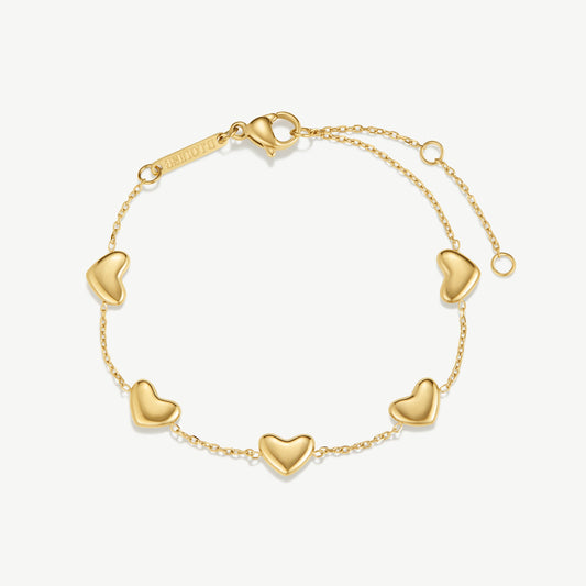 D.Louise Gold Bubble Multi Heart Bracelet