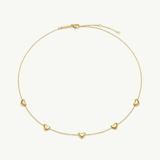 D.Louise Gold Puffy Bubble Heart Multi Necklace