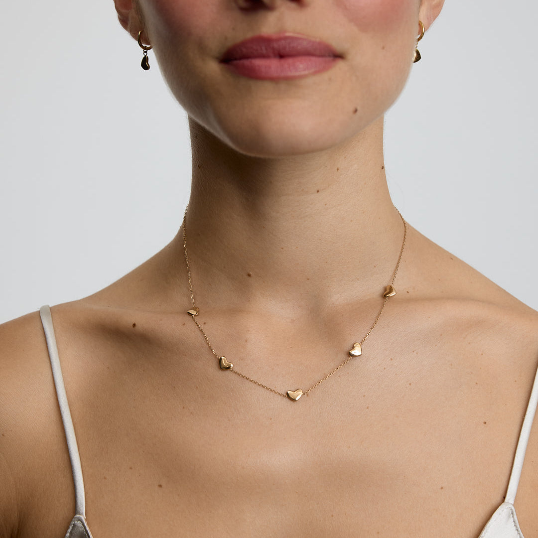 D.Louise Gold Puffy Bubble Heart Multi Necklace