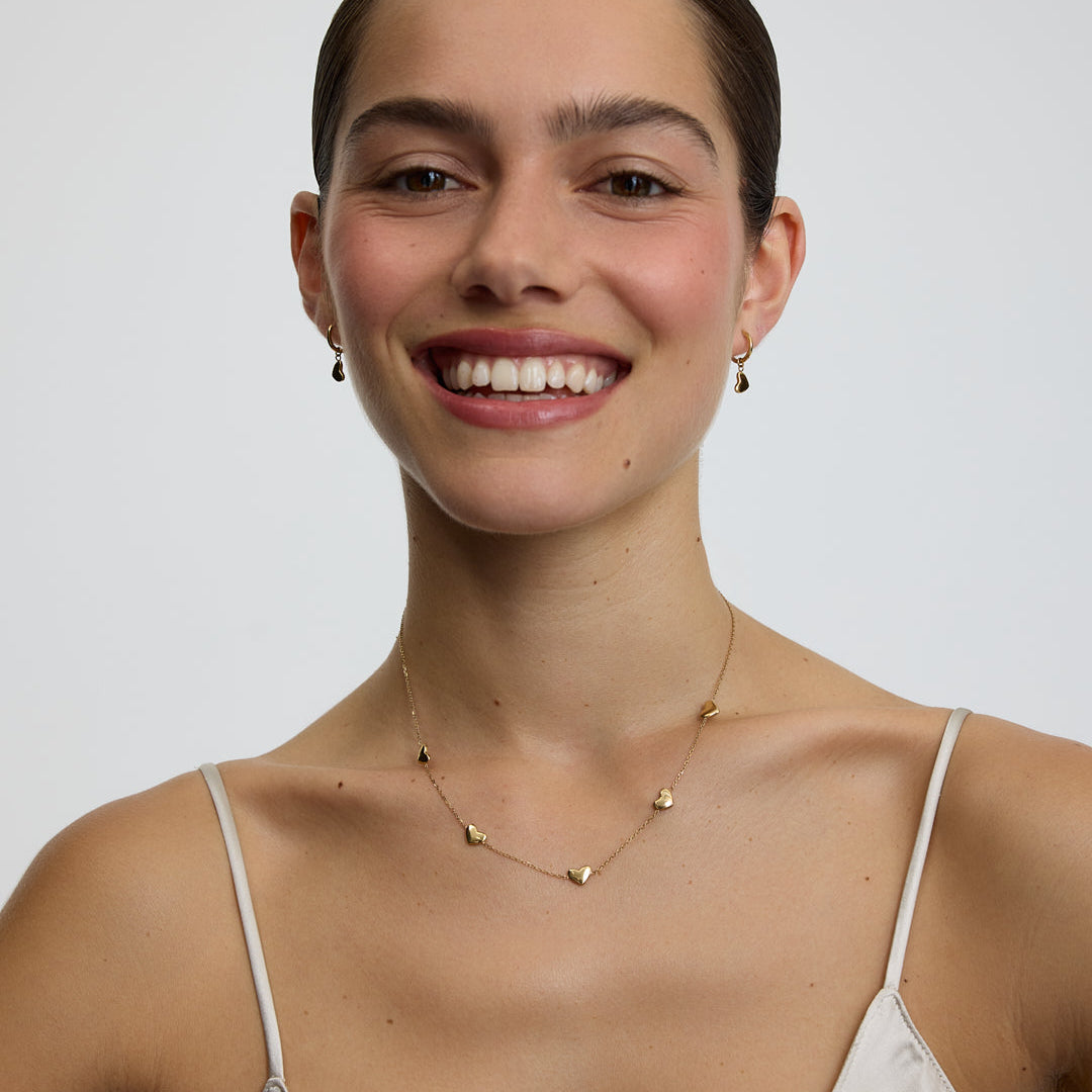 D.Louise Gold Puffy Bubble Heart Multi Necklace