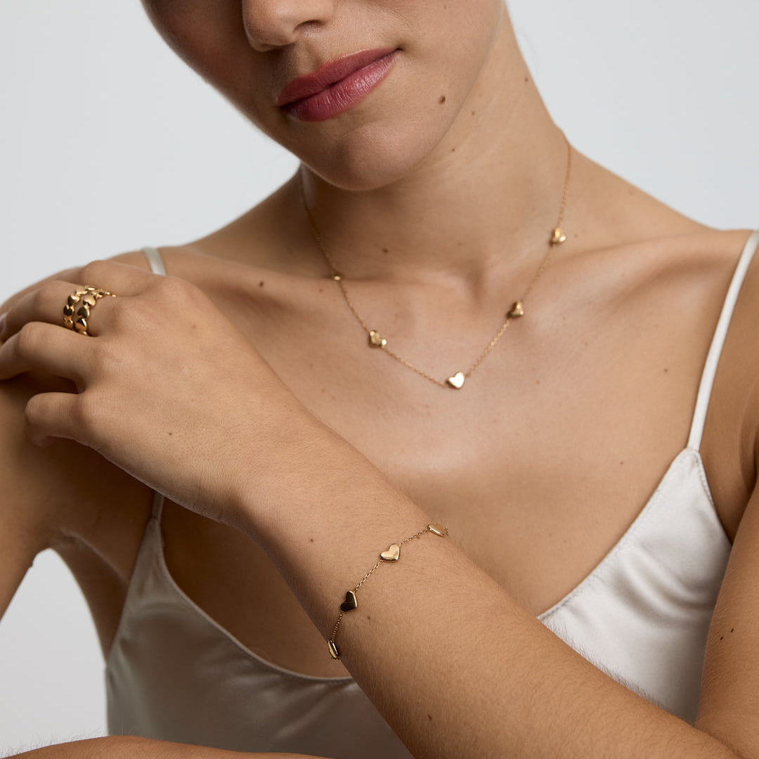 D.Louise Gold Bubble Multi Heart Bracelet