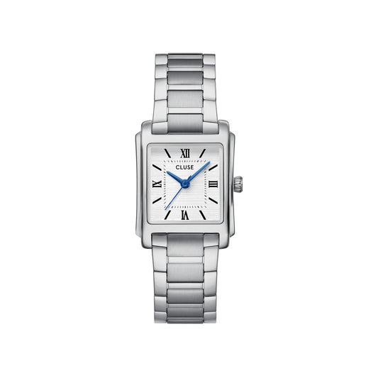 Cluse Silver Anglee Rectangle White 23mm Watch