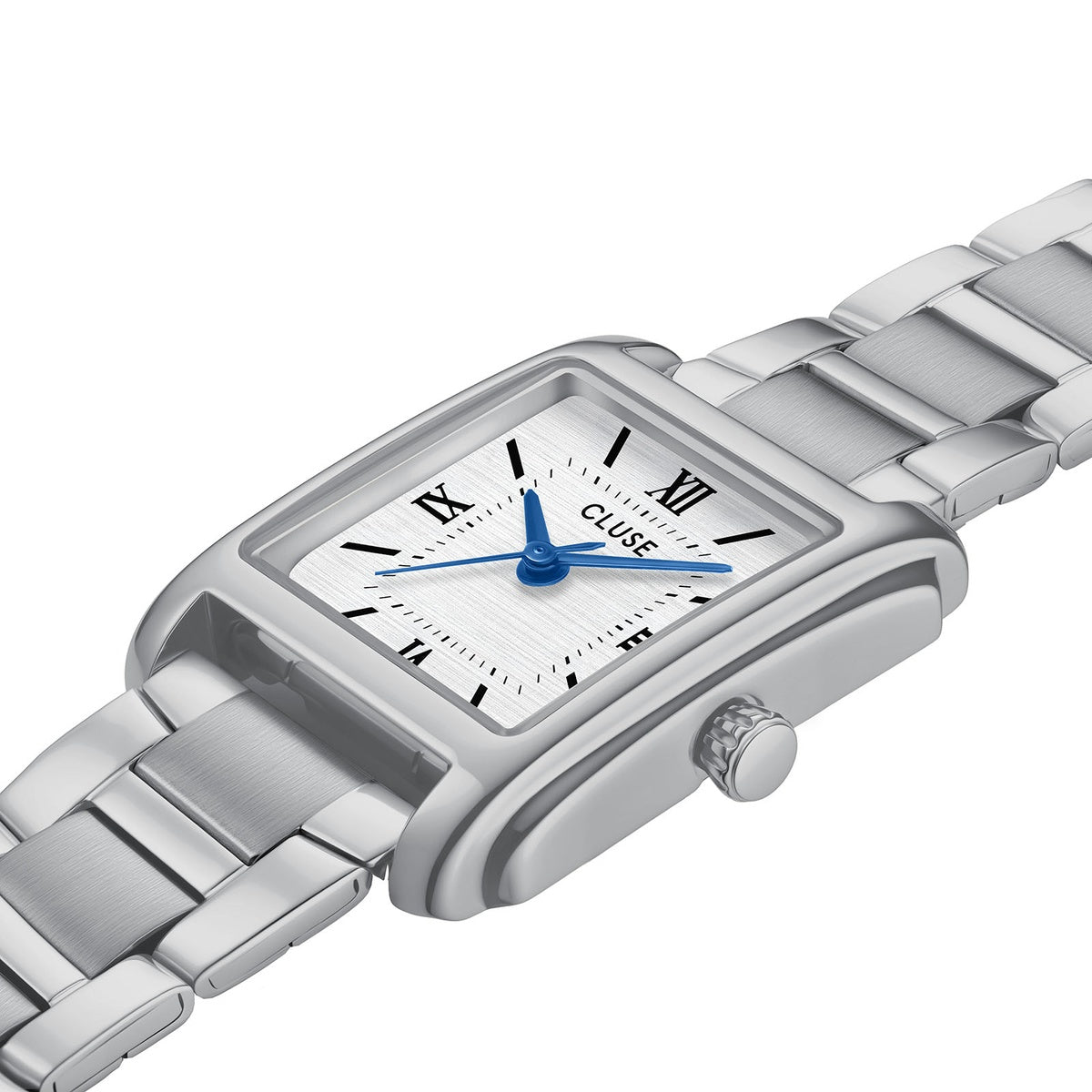 Cluse Silver Anglee Rectangle White 23mm Watch