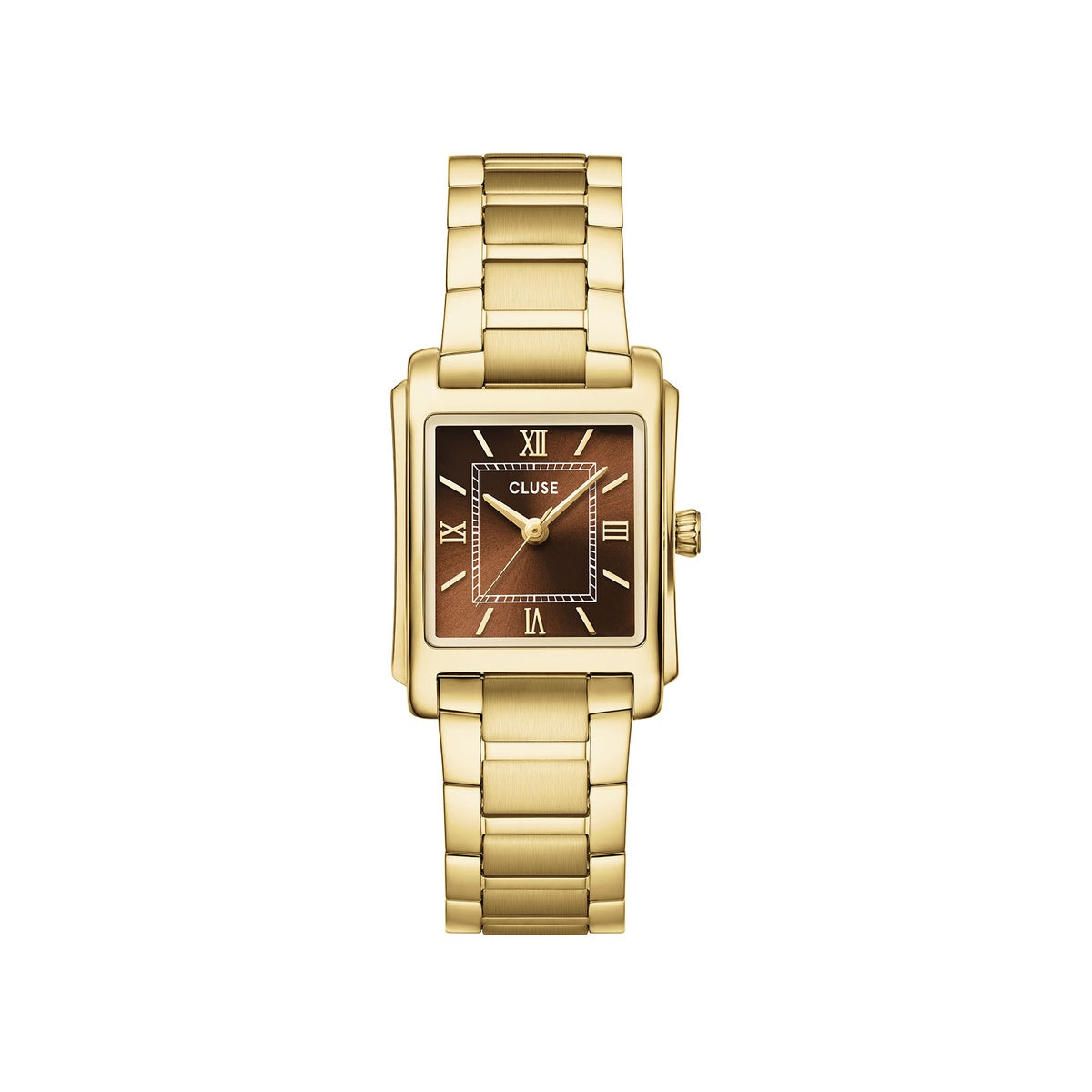 Cluse Gold Anglee Rectangle Brown 23mm Watch