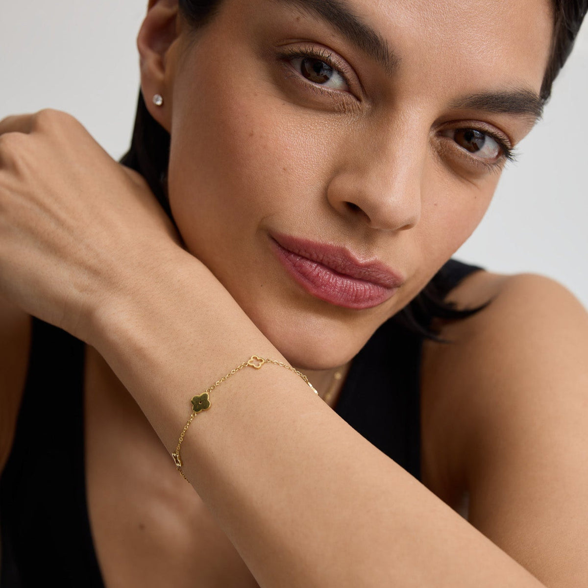 D.Louise Gold Multi Clover Bracelet