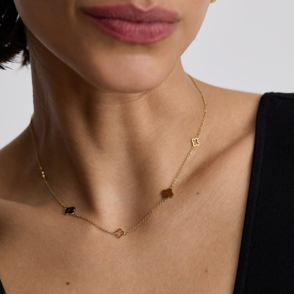 D.Louise Gold Multi Clover Necklace