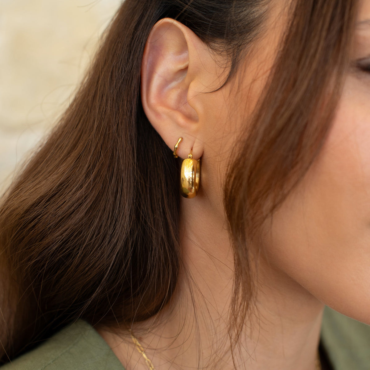 D.Louise Gold Bamboo Huggie Earrings