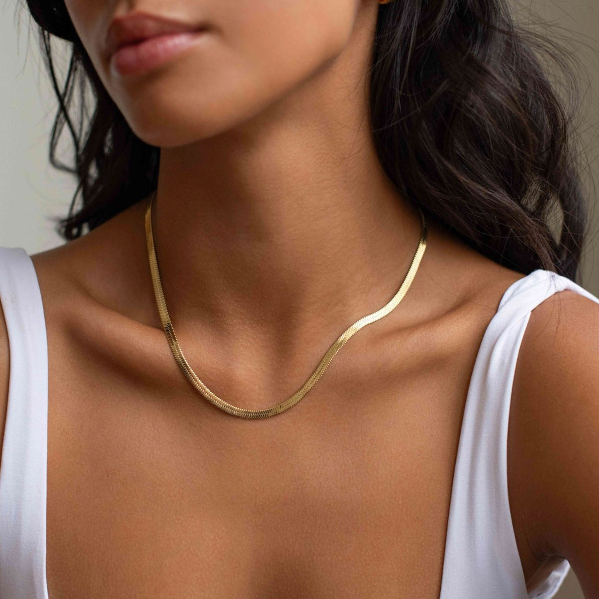 D.Louise Gold Essentials Flat Snake Chain Necklace