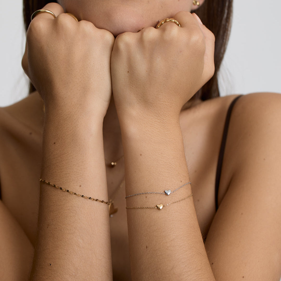 D.Louise Gold Puffy Mini Heart Bracelet
