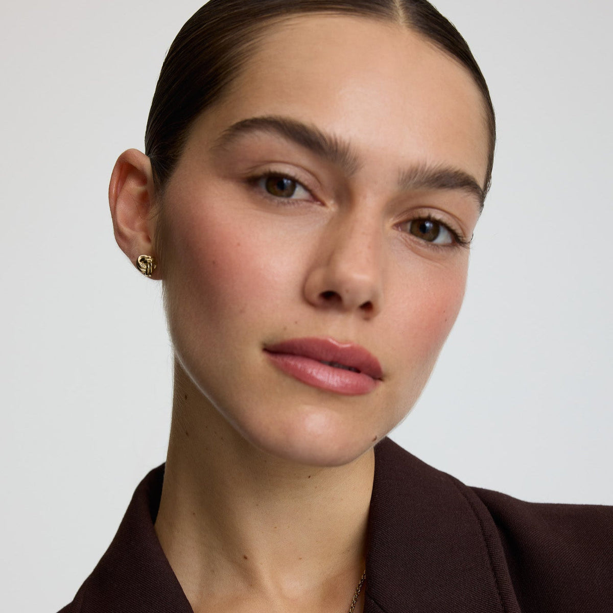 D.Louise Gold Knots Stud Earrings