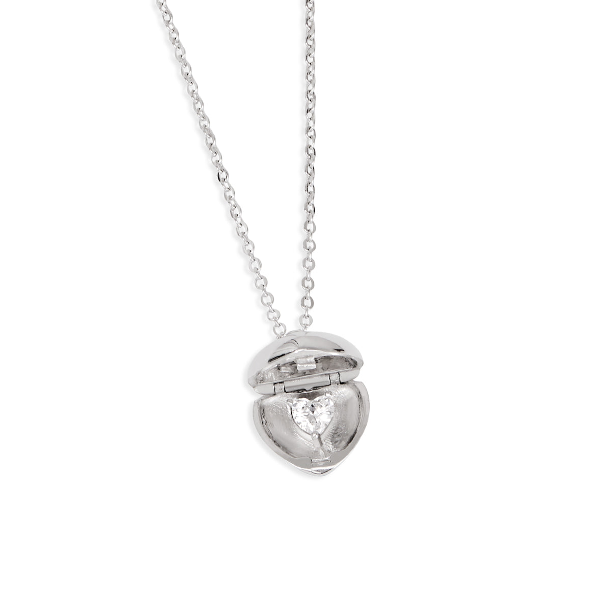 Argento Silver Star Puffy Heart Locket Necklace