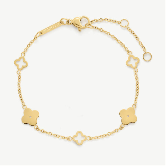 D.Louise Gold Multi Clover Bracelet