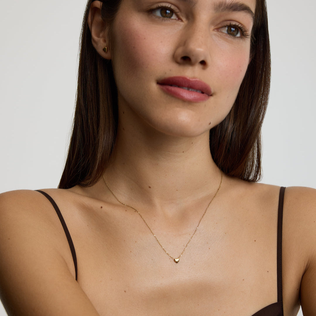 D.Louise Gold Mini Puffy Heart Necklace