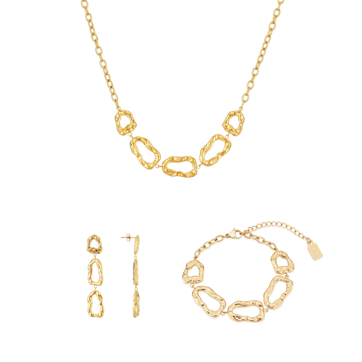 Over & Over 14k Gold Stainless Steel Molten Chain Gift Set