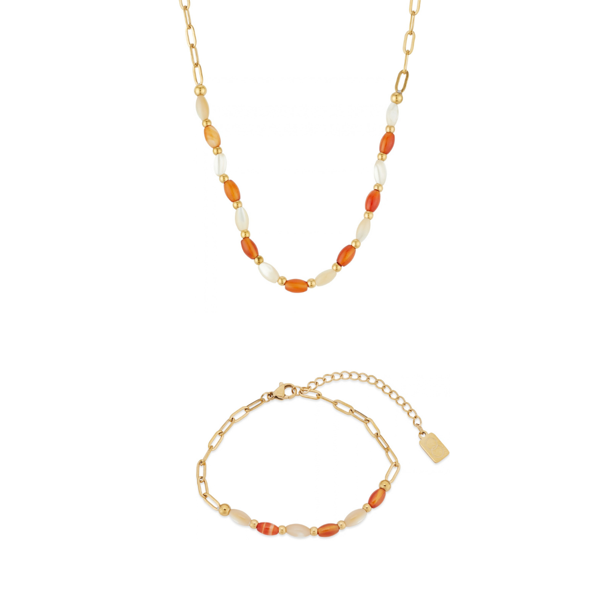 Over & Over Gold Red Agate & Shell Gift Set