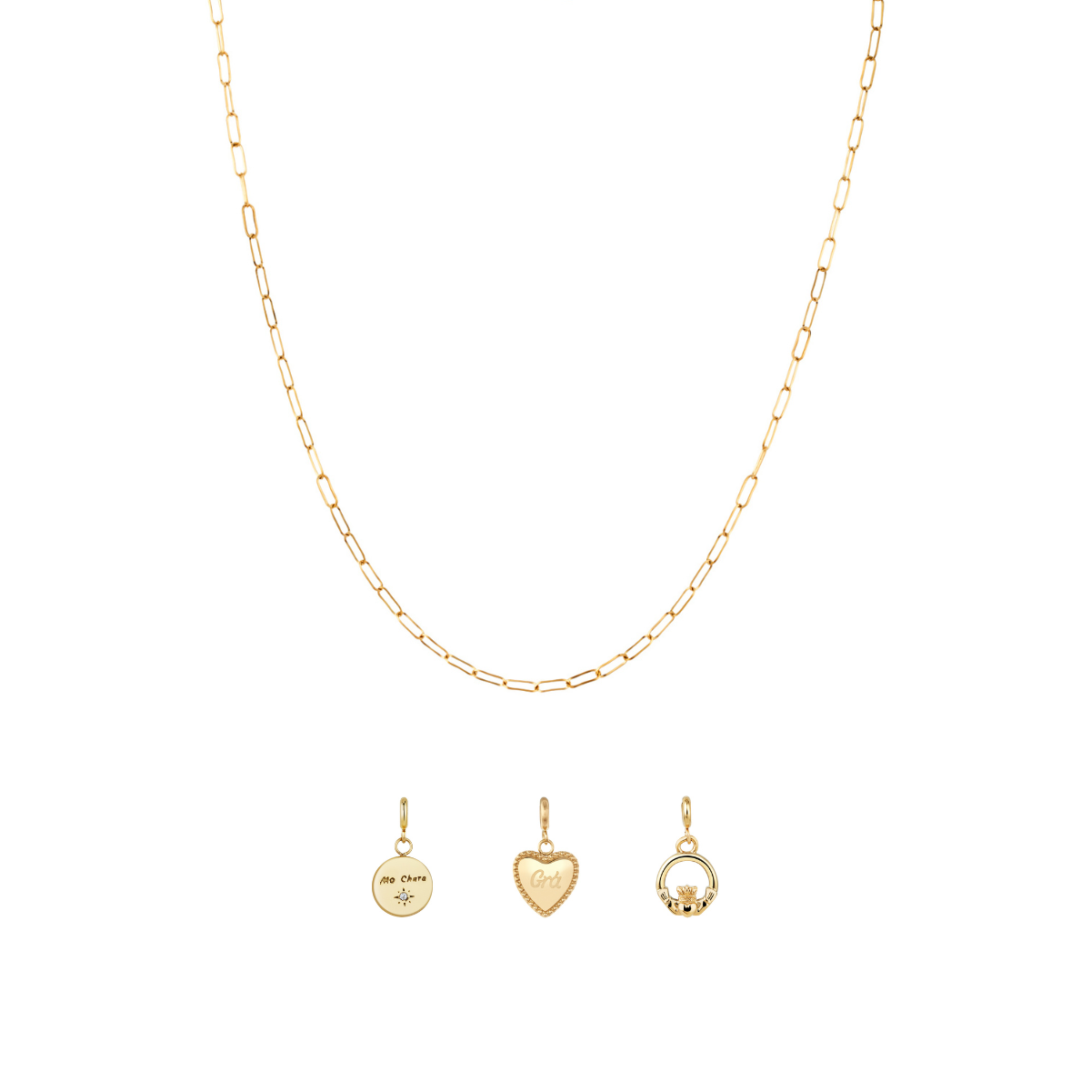 Over & Over Gold Stainless Steel Celtic Love Charm Necklace Set