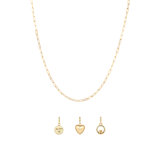 Over & Over Gold Stainless Steel Celtic Love Charm Necklace Set