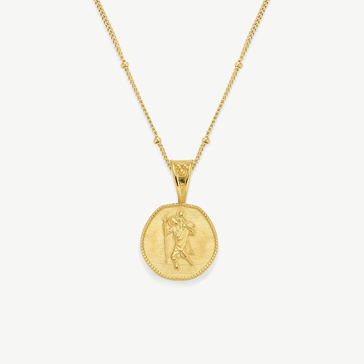 D.Louise Gold St. Christopher Coin Ball Chain Necklace