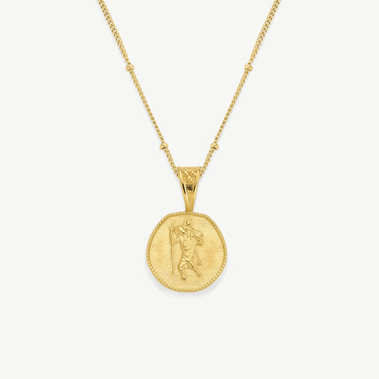 D.Louise Gold St. Christopher Coin Ball Chain Necklace