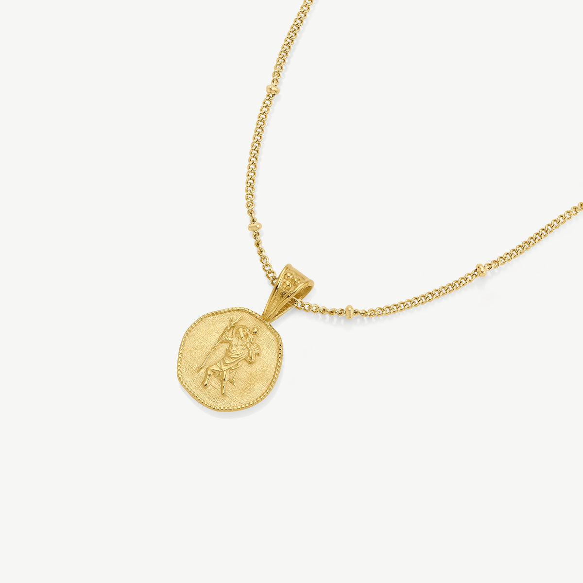 D.Louise Gold St. Christopher Coin Ball Chain Necklace