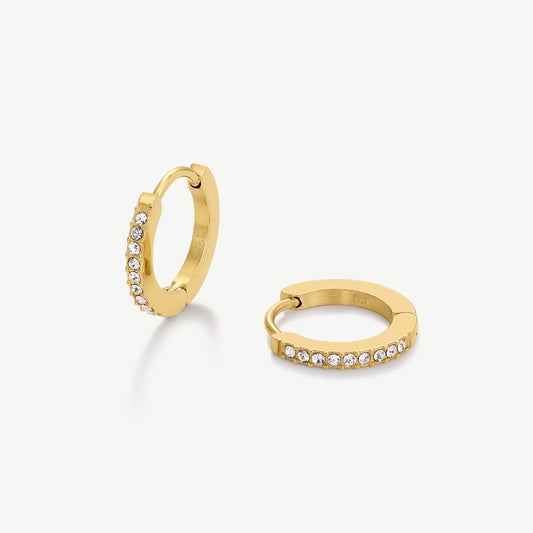 D.Louise Gold CZ Tennis Huggie Earrings