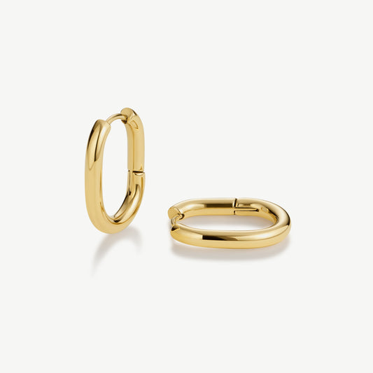 D.Louise Gold Long Oval Hoop Earrings