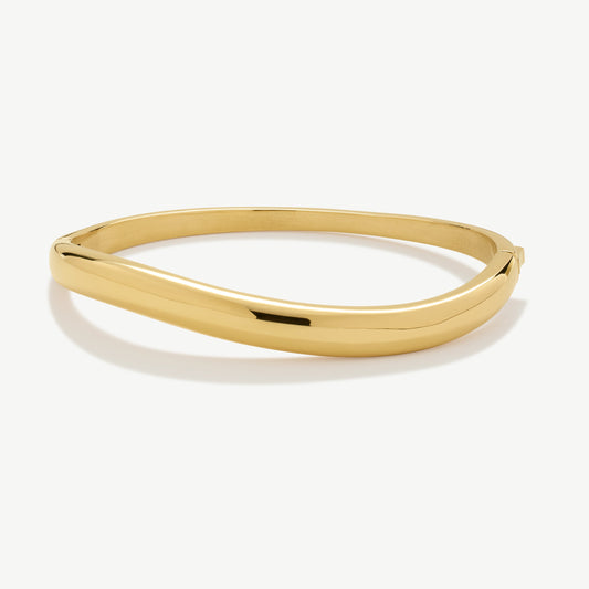 D.Louise Gold Organic Wave Hinged Bangle