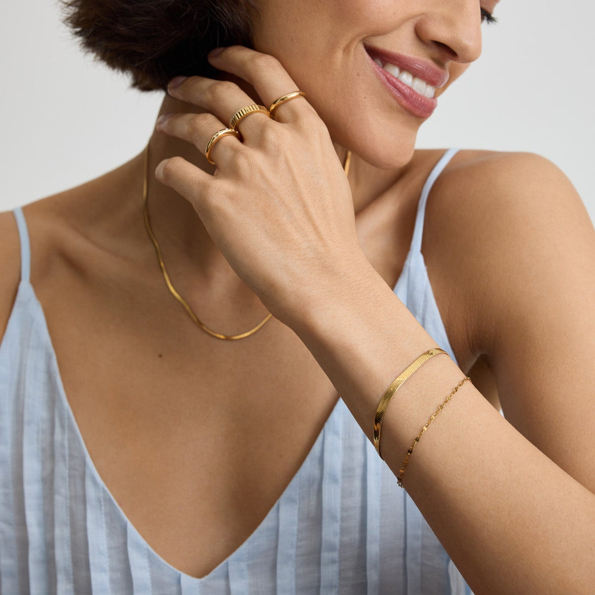 D.Louise Gold Essentials Flat Snake Chain Bracelet
