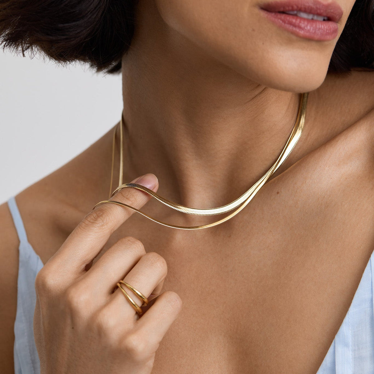 D.Louise Gold Essentials Flat Snake Chain Necklace