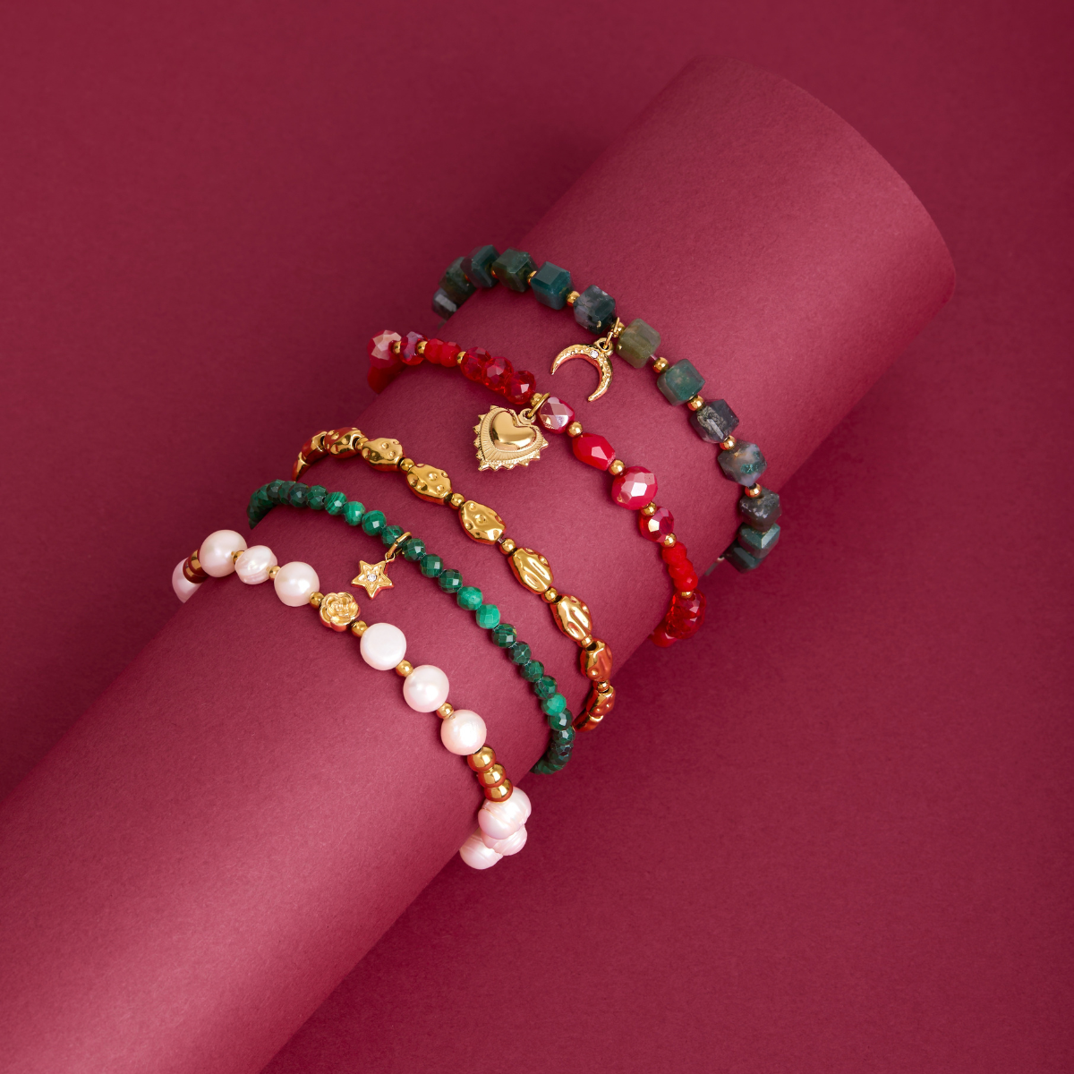 Over & Over Gold Malachite Star Beaded Bracelet