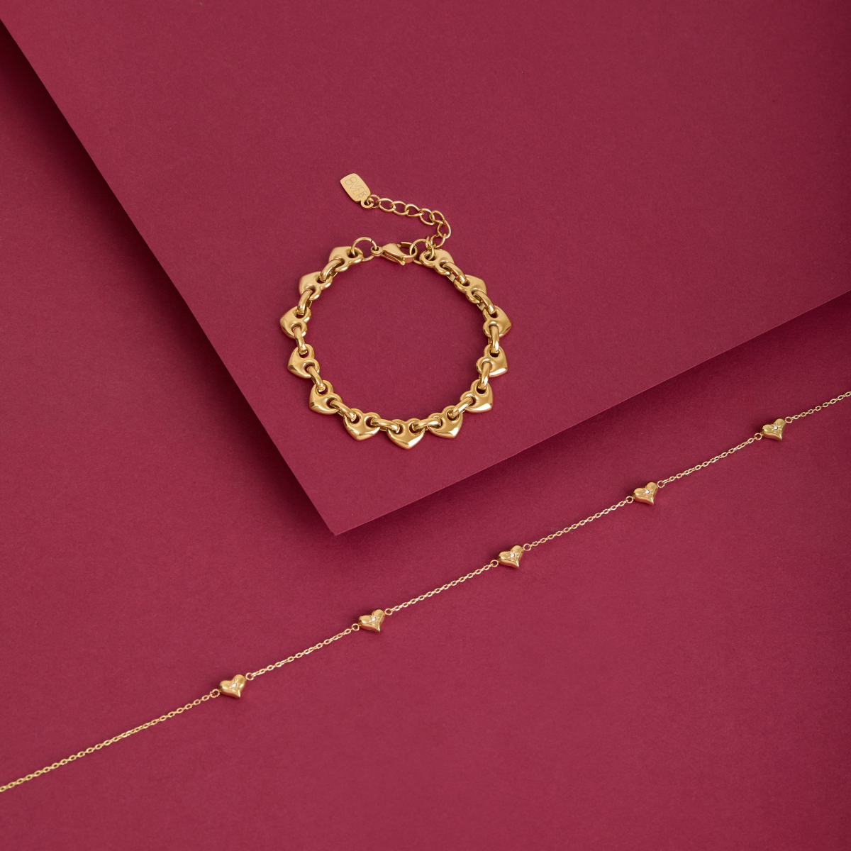 Over & Over 14k Gold Stainless Steel CZ Multi Heart Necklace