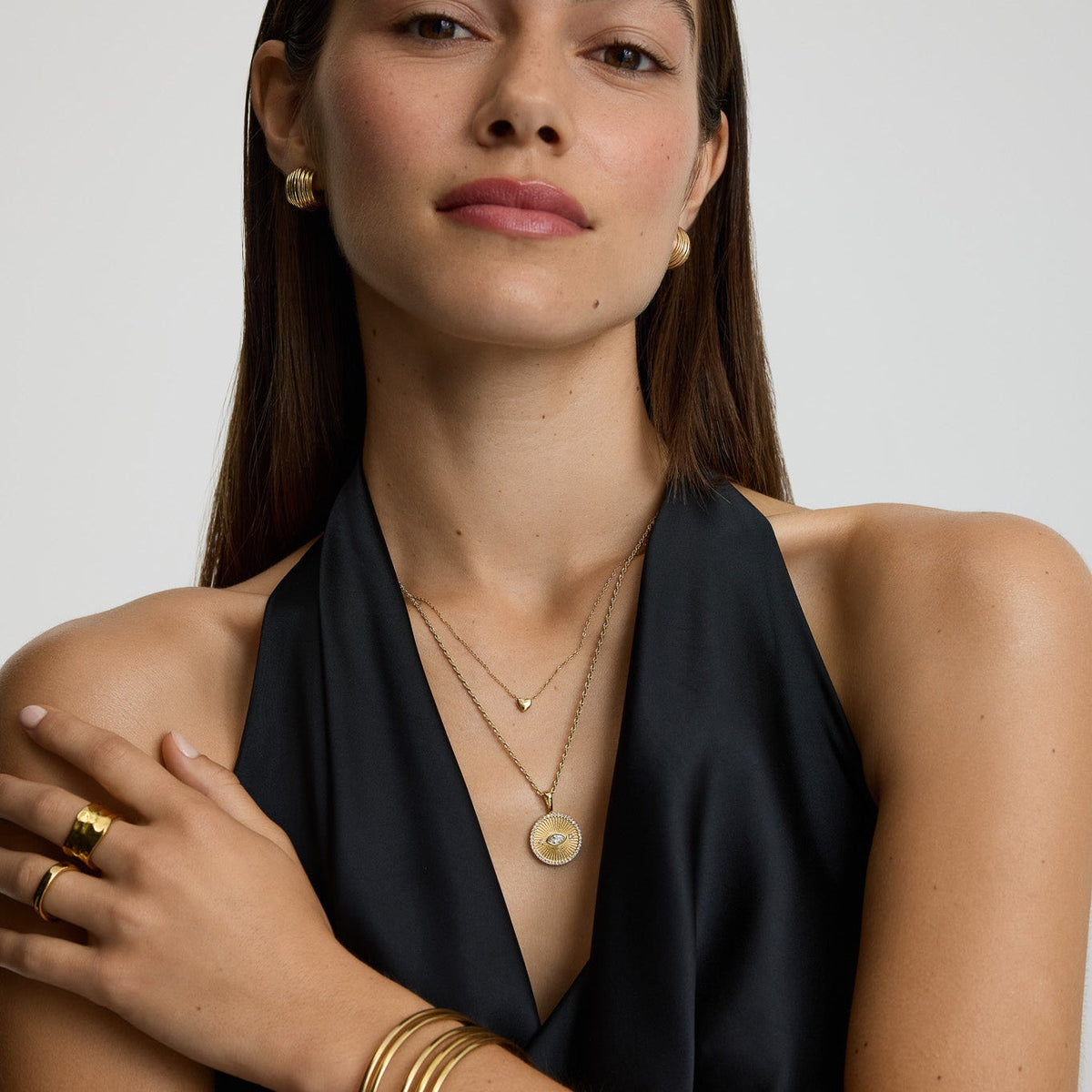 D.Louise Gold Evil Eye Talisman Necklace