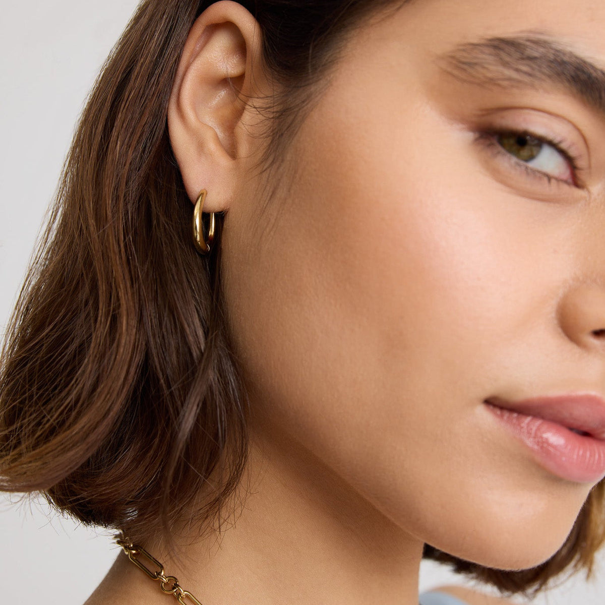 D.Louise Gold Tapered Oval Hoop Earrings