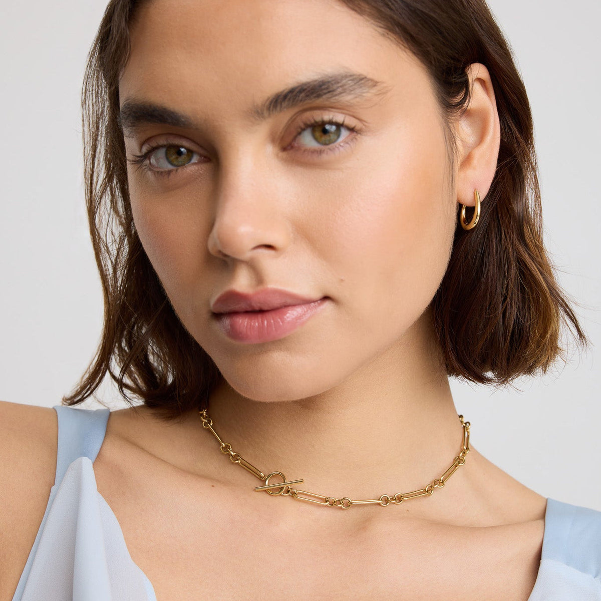 D.Louise Gold Tapered Oval Hoop Earrings