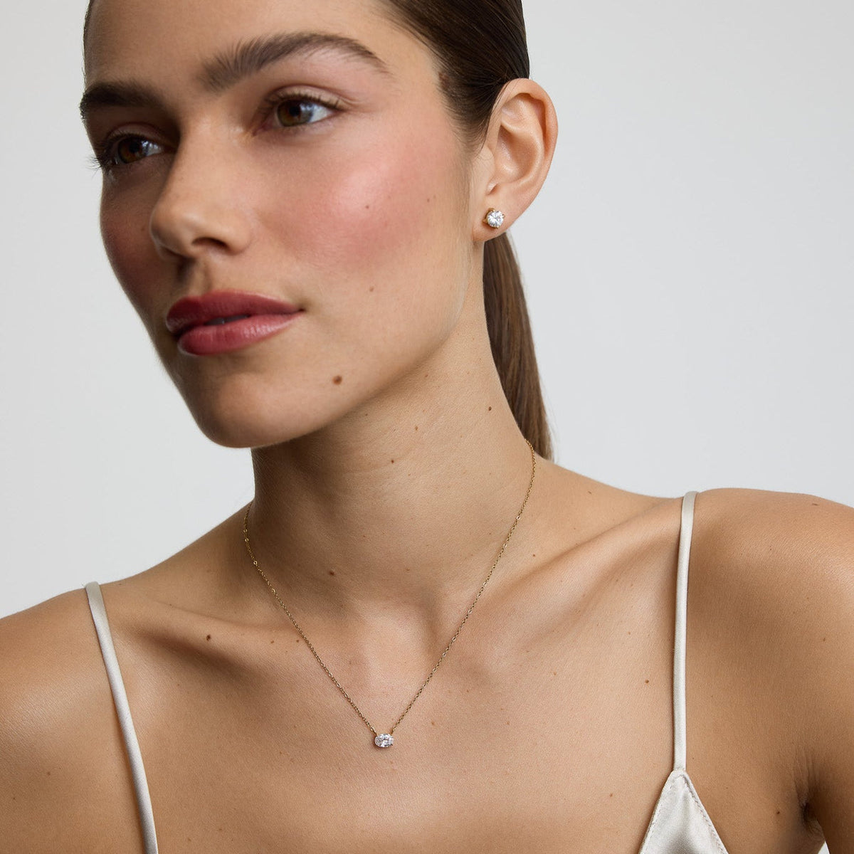 D.Louise Gold CZ Classic Tennis Stud Earrings