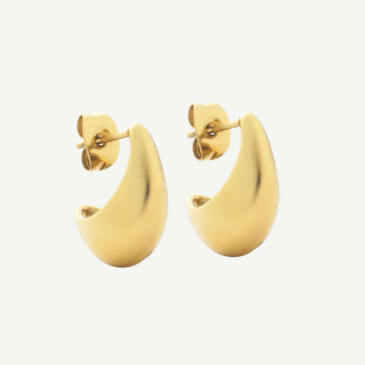 D.Louise Gold Curved Teardrop Mini Hoops