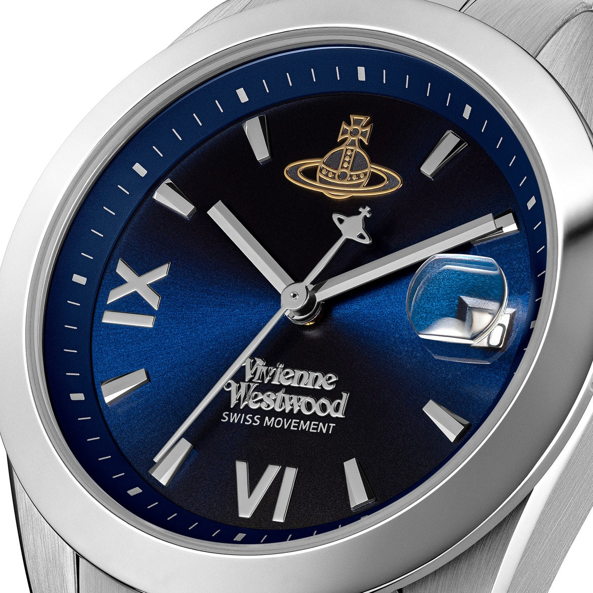 Vivienne Westwood Silver Fenchurch Midnight Blue Dial Watch
