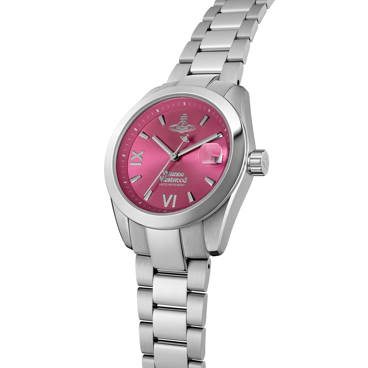 Vivienne Westwood Silver Fenchurch Bright Pink Dial Watch