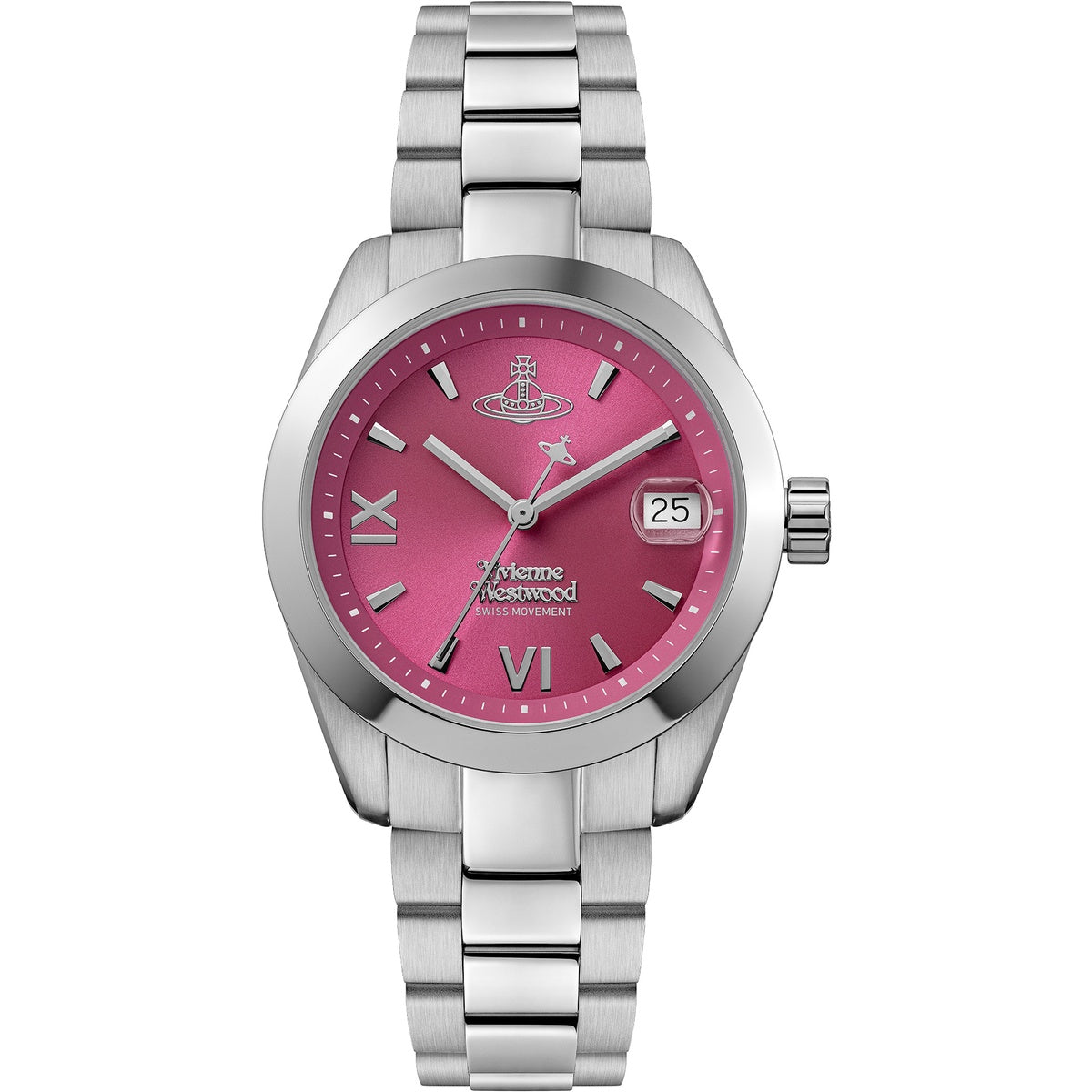 Vivienne Westwood Silver Fenchurch Bright Pink Dial Watch