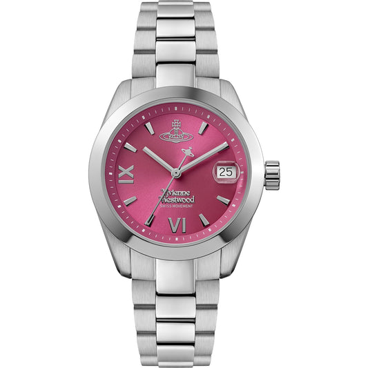 Vivienne Westwood Silver Fenchurch Bright Pink Dial Watch