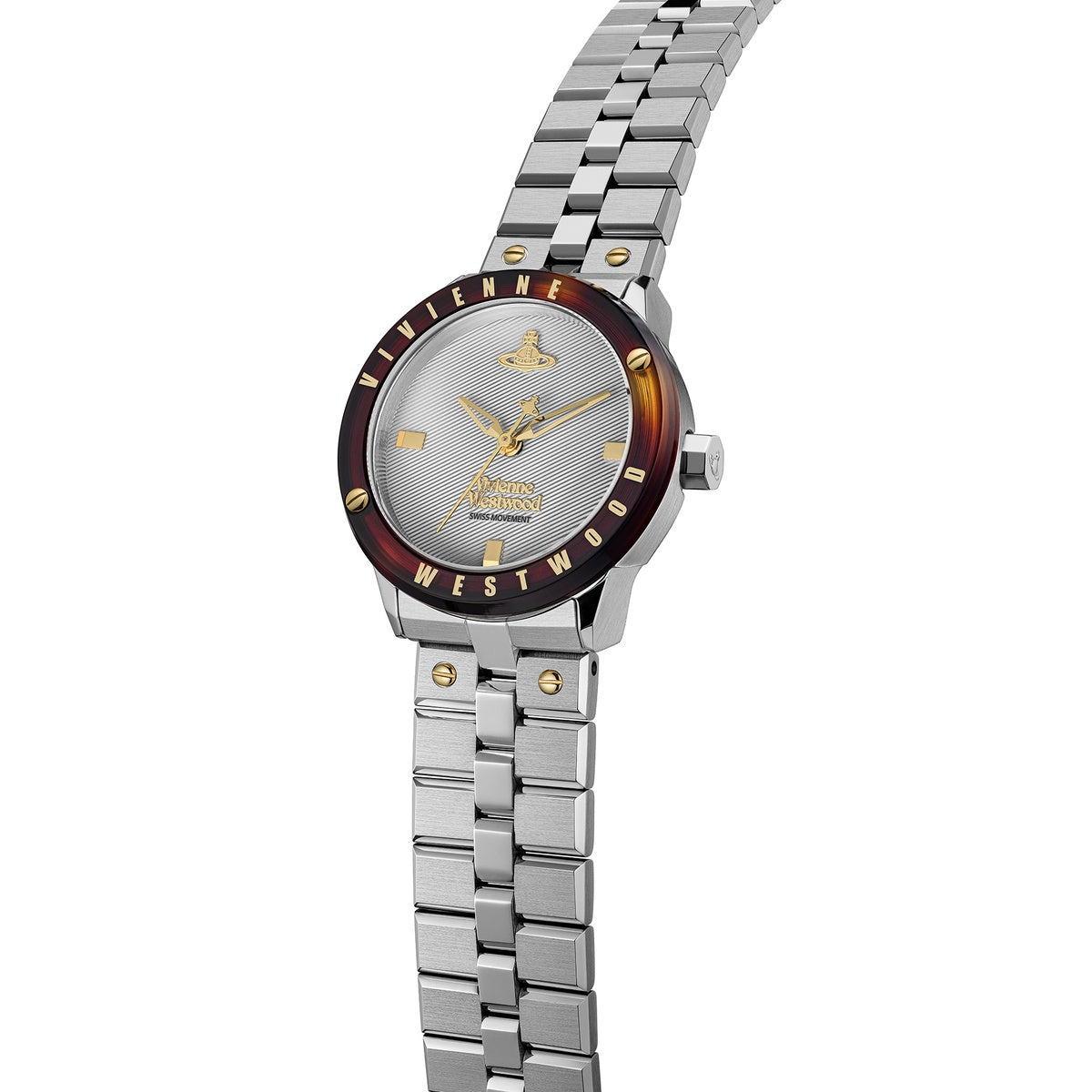 Vivienne Westwood Silver The Trellick Tortoiseshell Bezel Watch