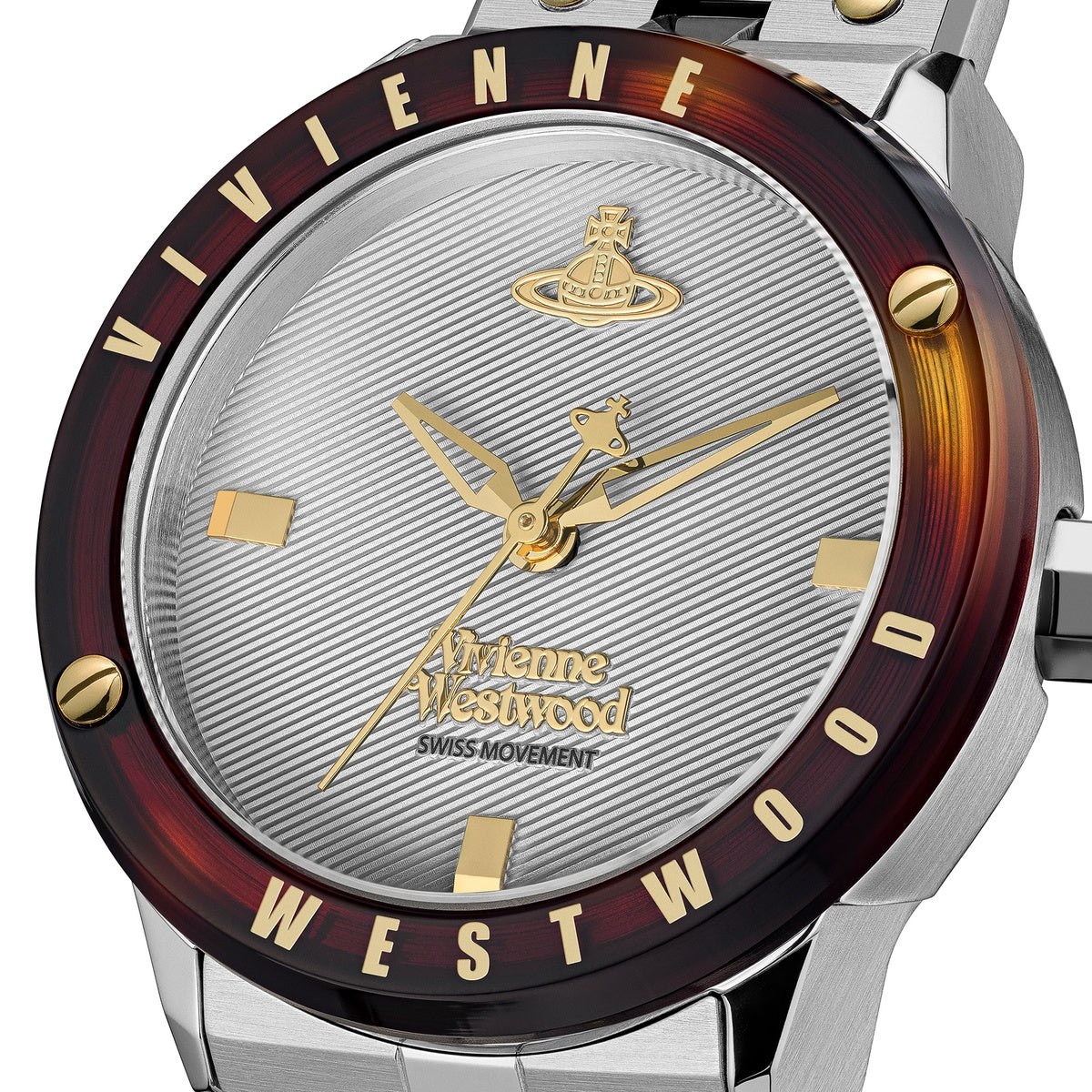 Vivienne Westwood Silver The Trellick Tortoiseshell Bezel Watch