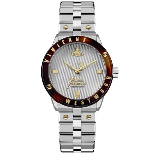 Vivienne Westwood Silver The Trellick Tortoiseshell Bezel Watch