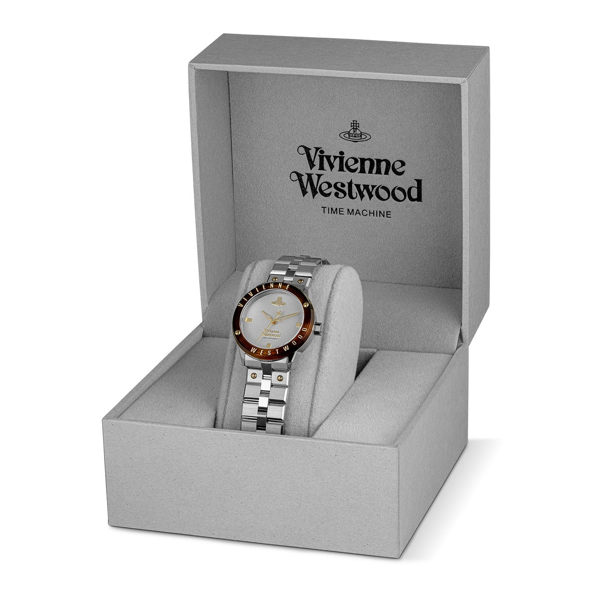 Vivienne Westwood Silver The Trellick Tortoiseshell Bezel Watch